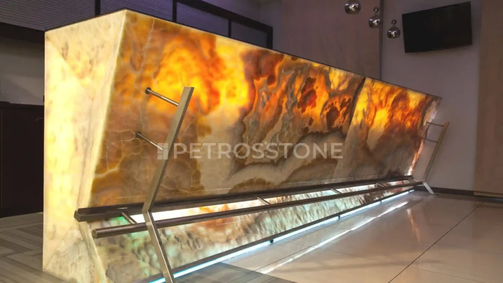 Brown Cream Onyx Slabs Mockup