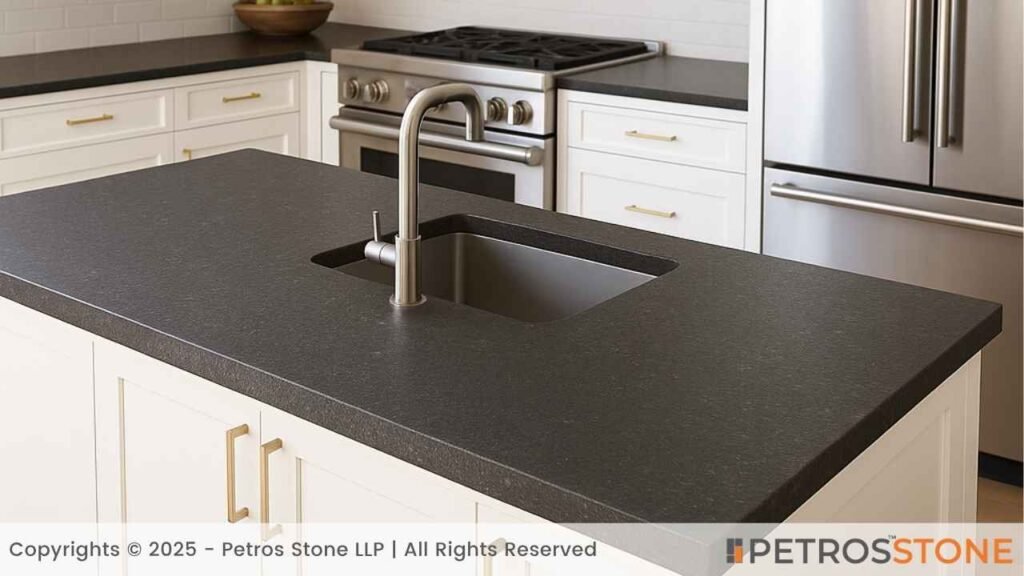 Black Pearl Granite Brushed Finish Countertop