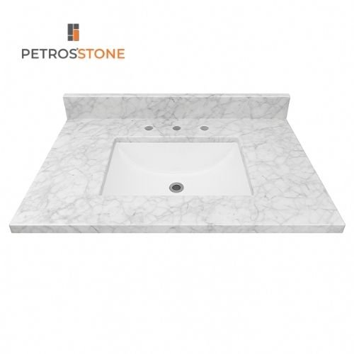 Carrara White Marble Vanity Top 31x22