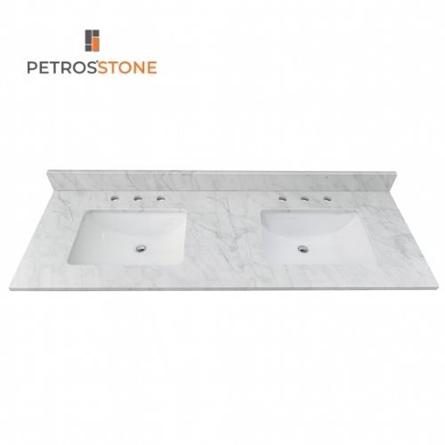 Carrara White Marble Vanity Top 61x22