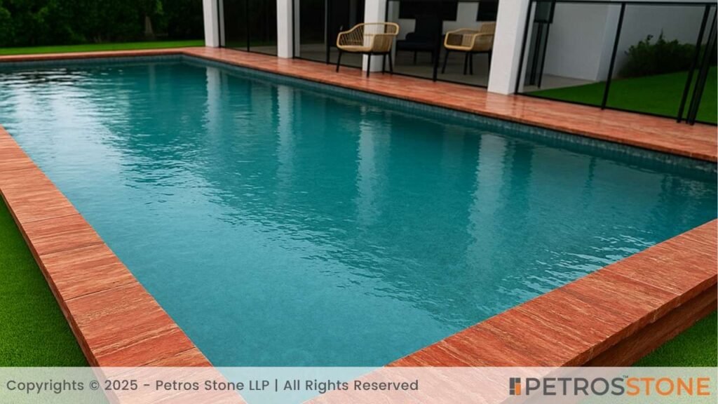 Chiseled Finish Travertine Pool Coping