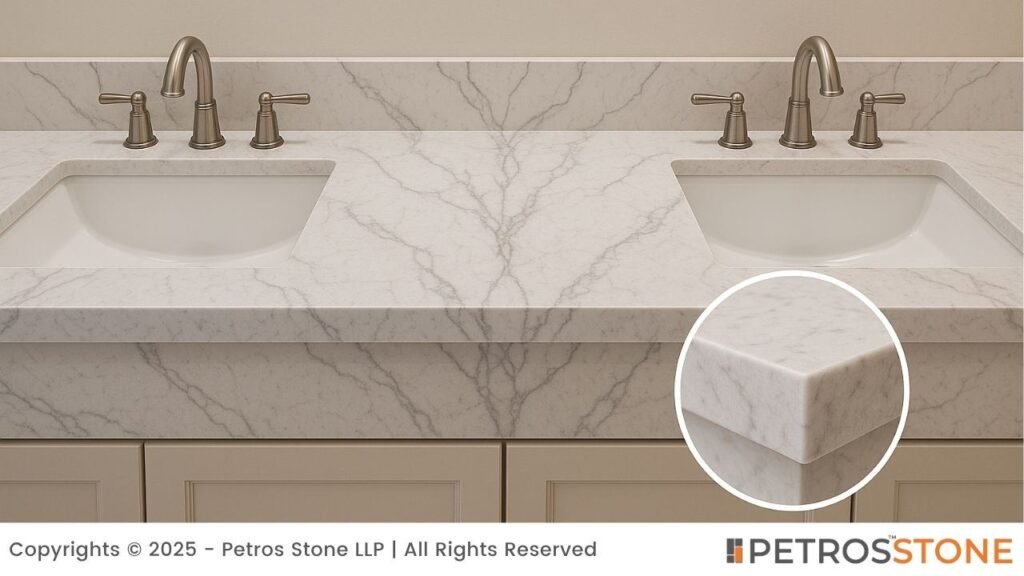 Double Vanity with Bookmatched Quartz