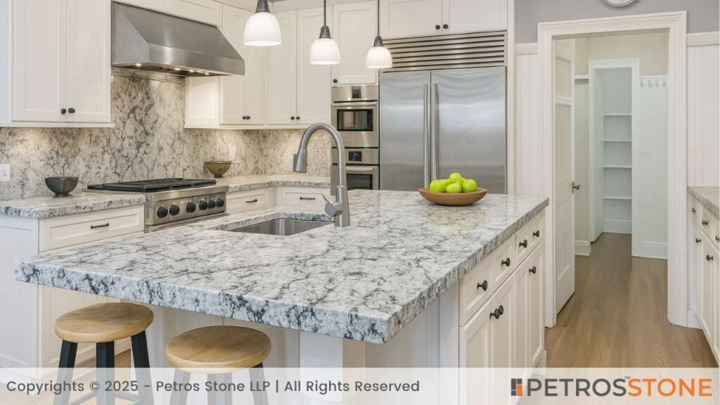 Alaska White Honed Granite Countertop