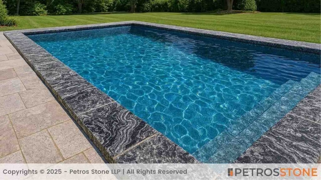 Mercury Black Tumbled Finish Marble Pool Coping