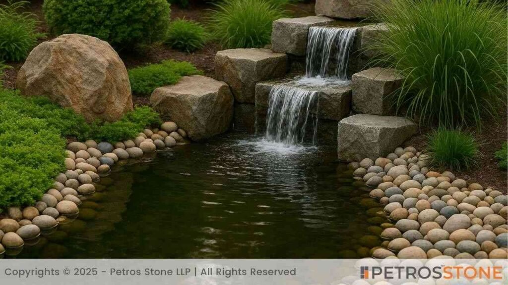 Striking Waterbody Stone Landscaping