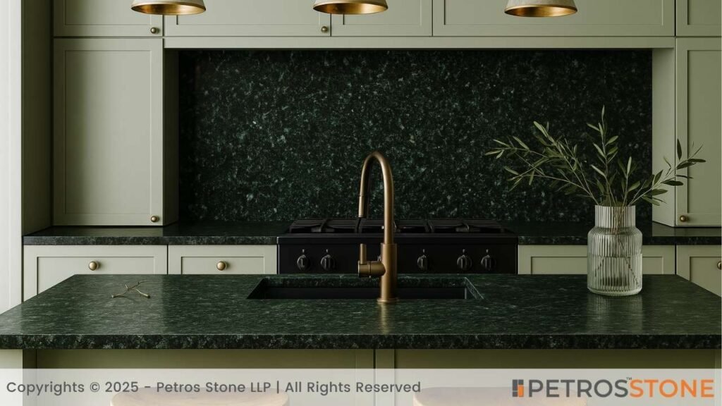Verde Butterfly Honed Granite Countertop