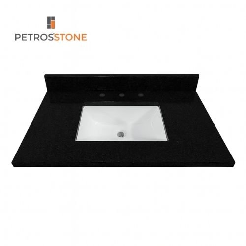 Black Cultured Marble Vanity Top 31x22