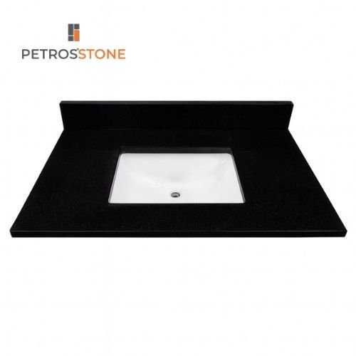 Black Cultured Marble Vanity Top 37x22