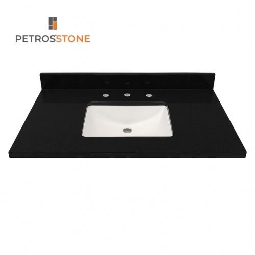 Black Cultured Marble Vanity Top 47x22