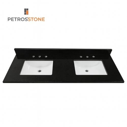 Black Cultured Marble Vanity Top 61x22