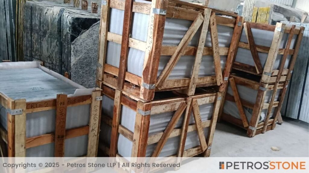Green Marble Tiles Packed in Wooden Box