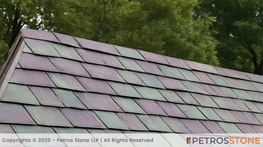 Mottled Green-Purple Slate Roof
