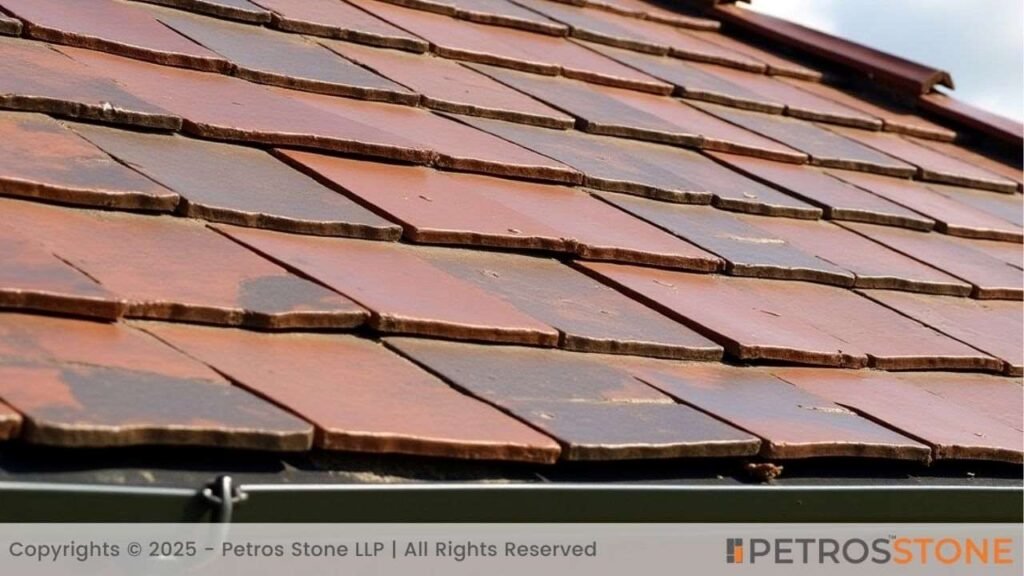 Rust-red and ochre-brown slate
