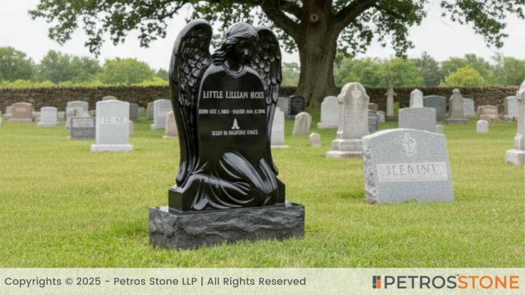 Angel-Shaped Headstone - Absolute Black Granite