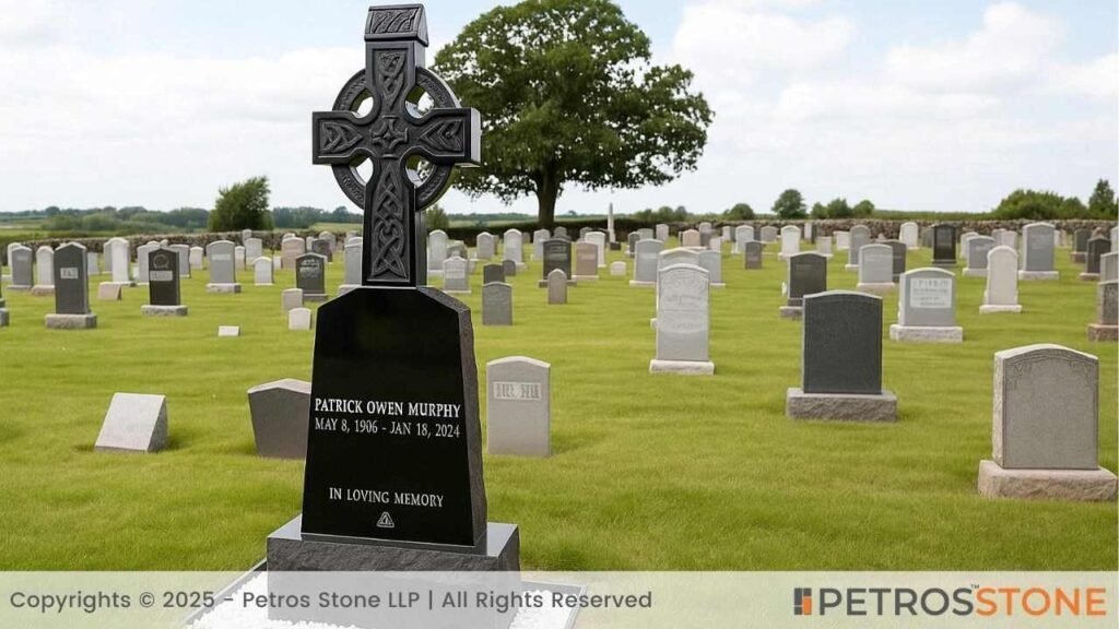 Celtic Cross Headstone - Absolute Black Granite