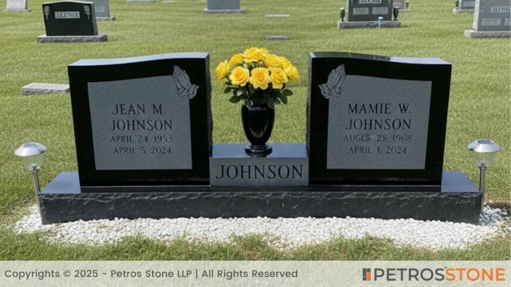 Companion Double Headstone - Absolute Black Granite
