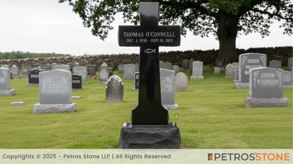 Cross-Shaped Monument - Absolute Black Granite