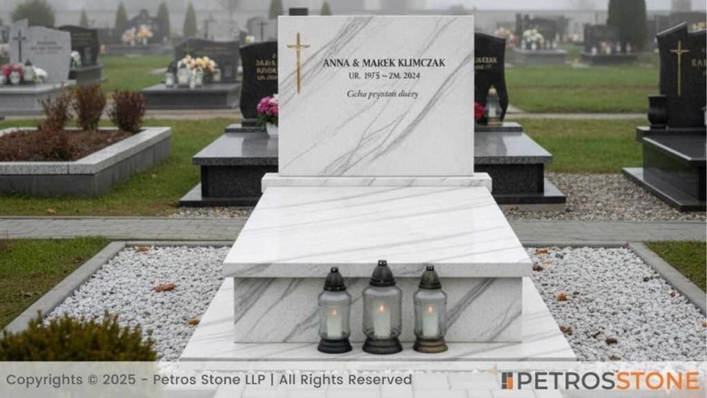 Seawave White Granite Polish Monument