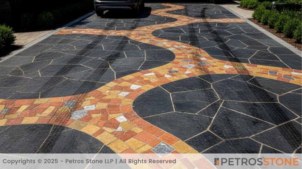 Driveway Constructed with Dark Charcoal Flagstones