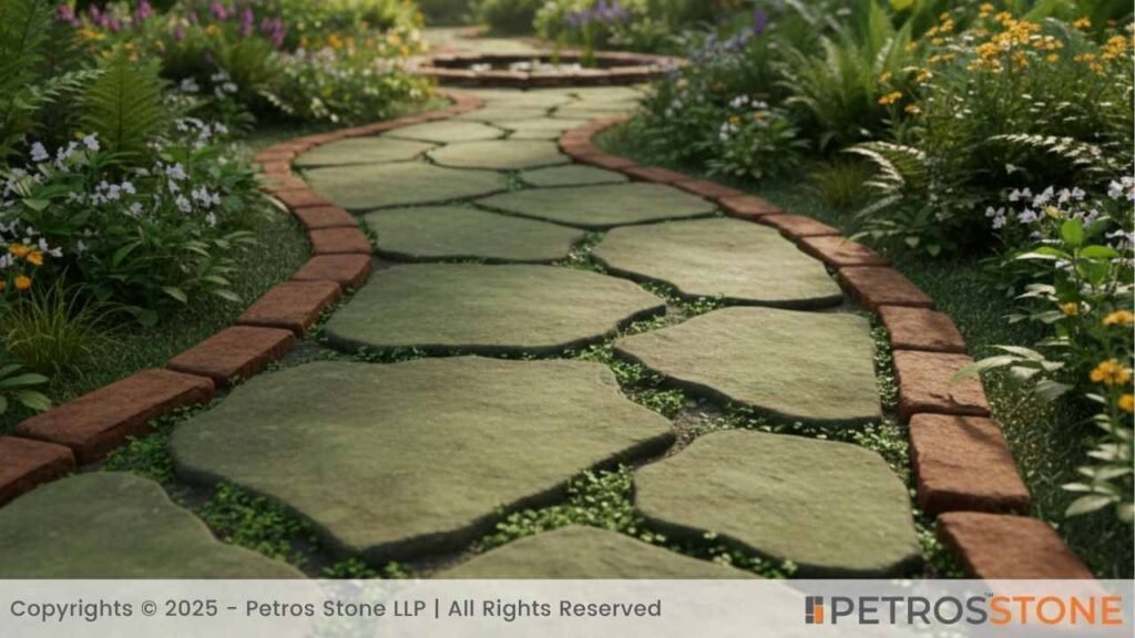 Garden Path Featuring Mossy Green Flagstones