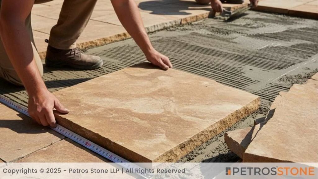 Outdoor Patios_Walkways (Mortar-Set)_- 1″ to 1.5″ (approx. 25mm to 38mm)