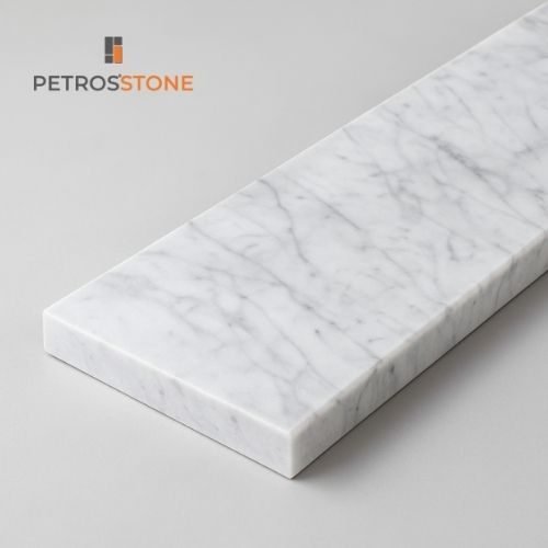 White Carrara Marble Single Cut Edge Honed Finish Threshold