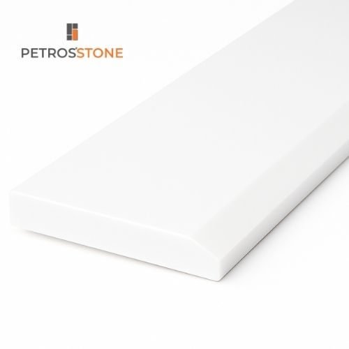 White Engineered Marble Single Hollywood Edge Threshold