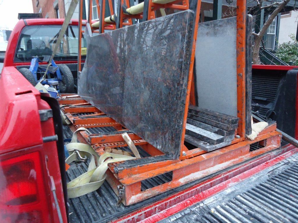 Granite slab prepared for countertop