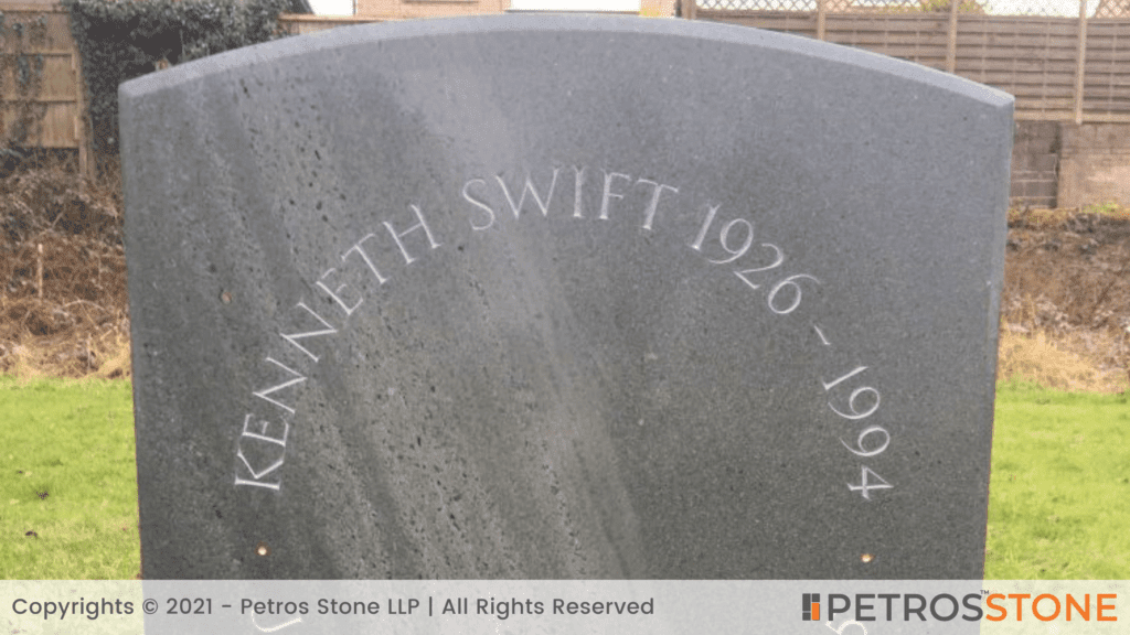 Lettering in a circle gravestone
