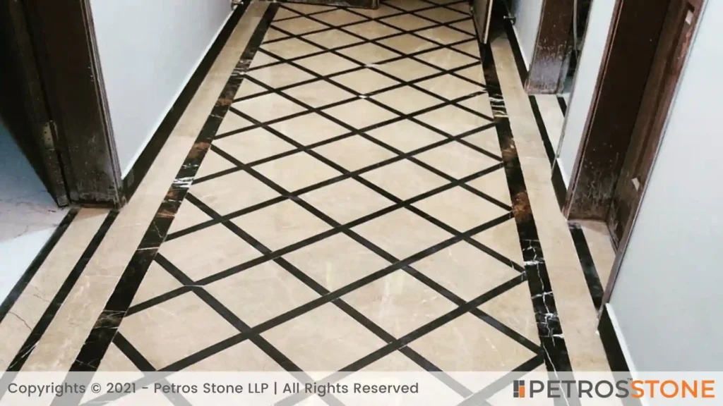 Diagonal marble tiles with borders