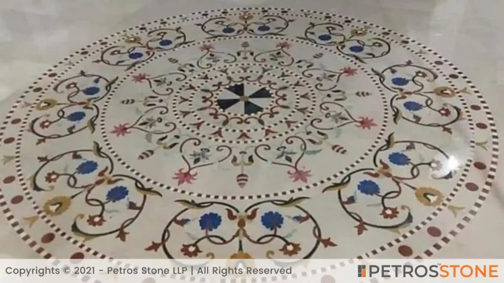 Marble inlay design with contrasting colors