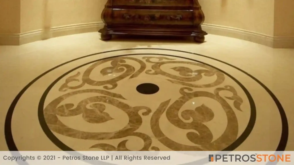 Marbled flooring with a medallion centerpiece