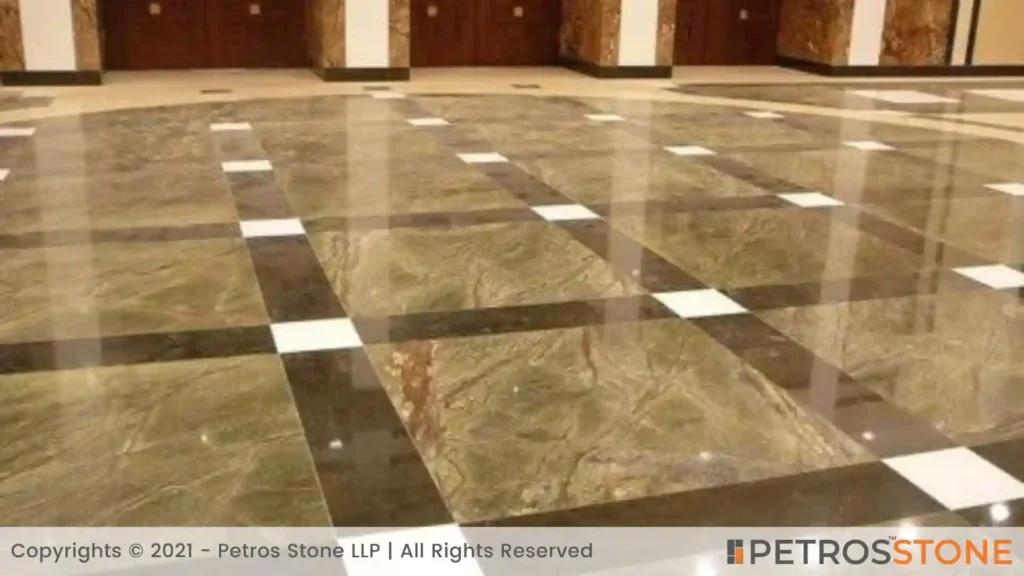 Straight-laid marble tiles