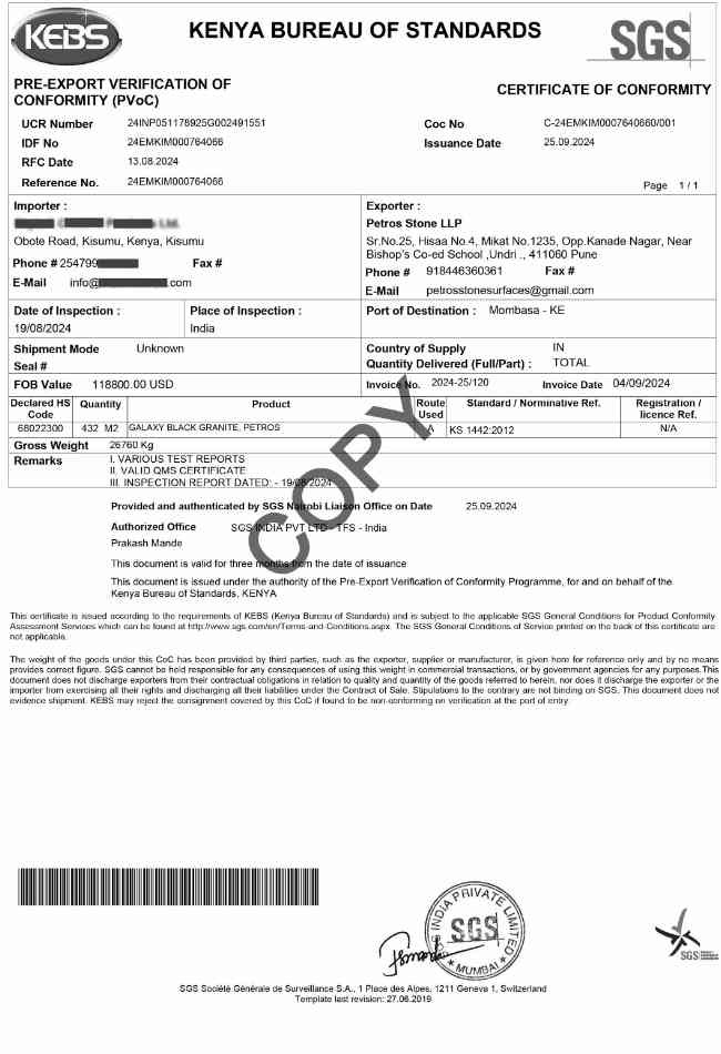 SGS FINAL CERTIFICATE