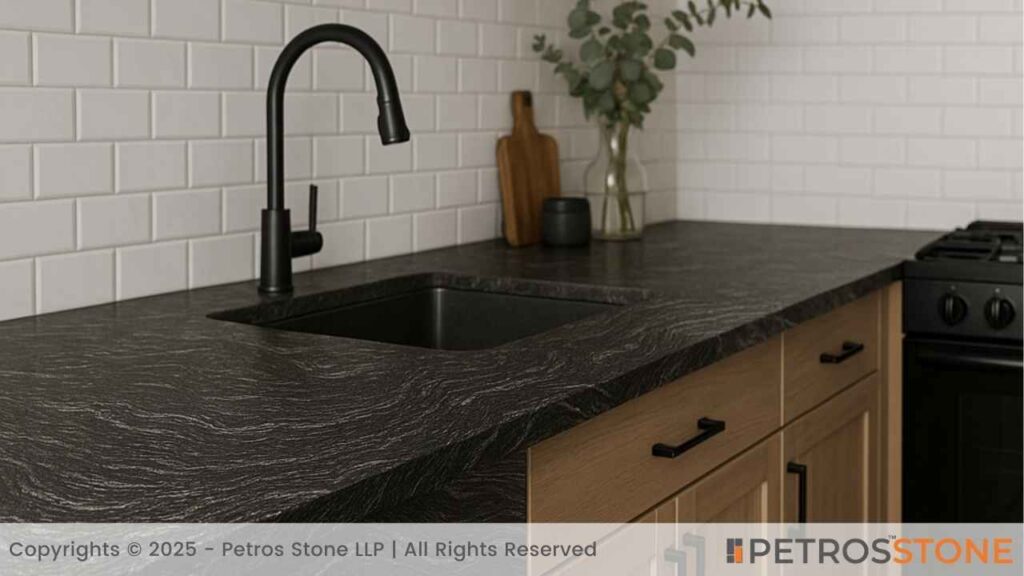 Black Albena Leathered Countertop