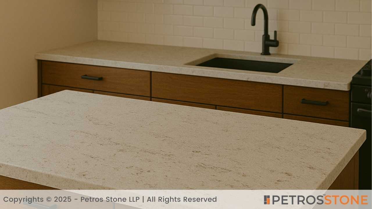 River White Leathered Granite Countertop