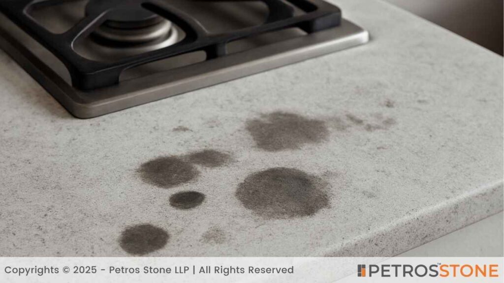 Fingerprints, Smudges, and Oil Marks in Leathered Finish Granite