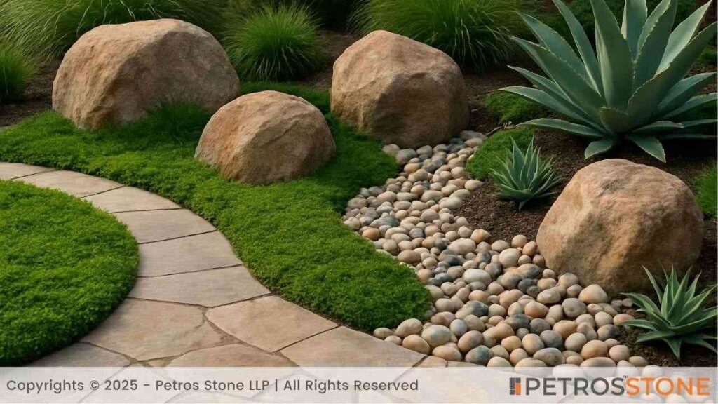 Stones Landscaping  with Greens
