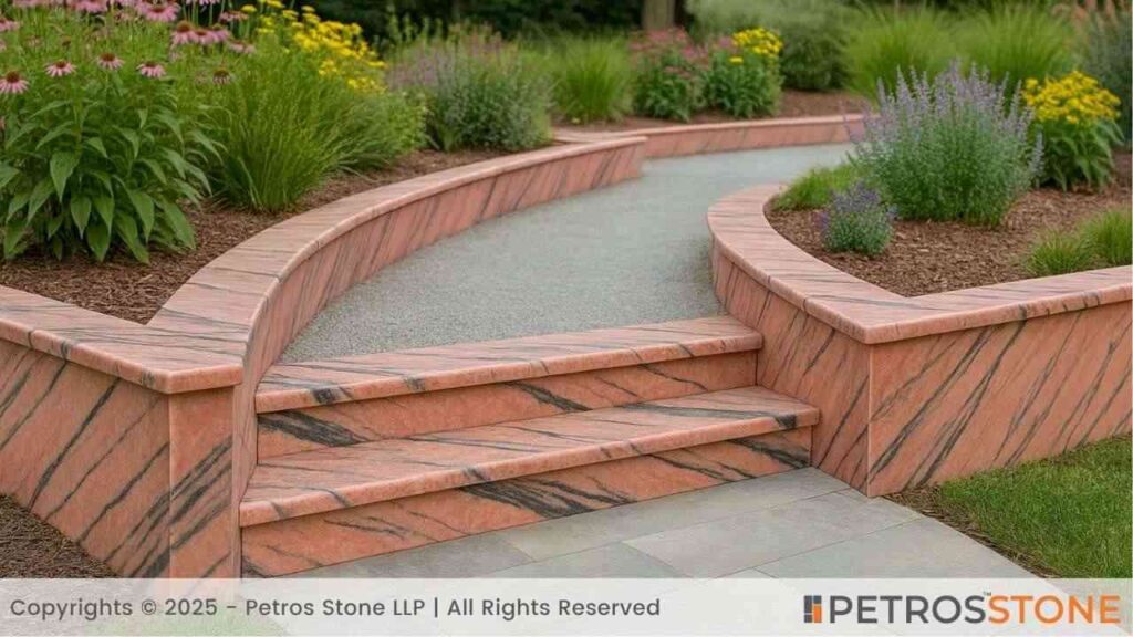 Pink Marble Garden Edging and Landscaping