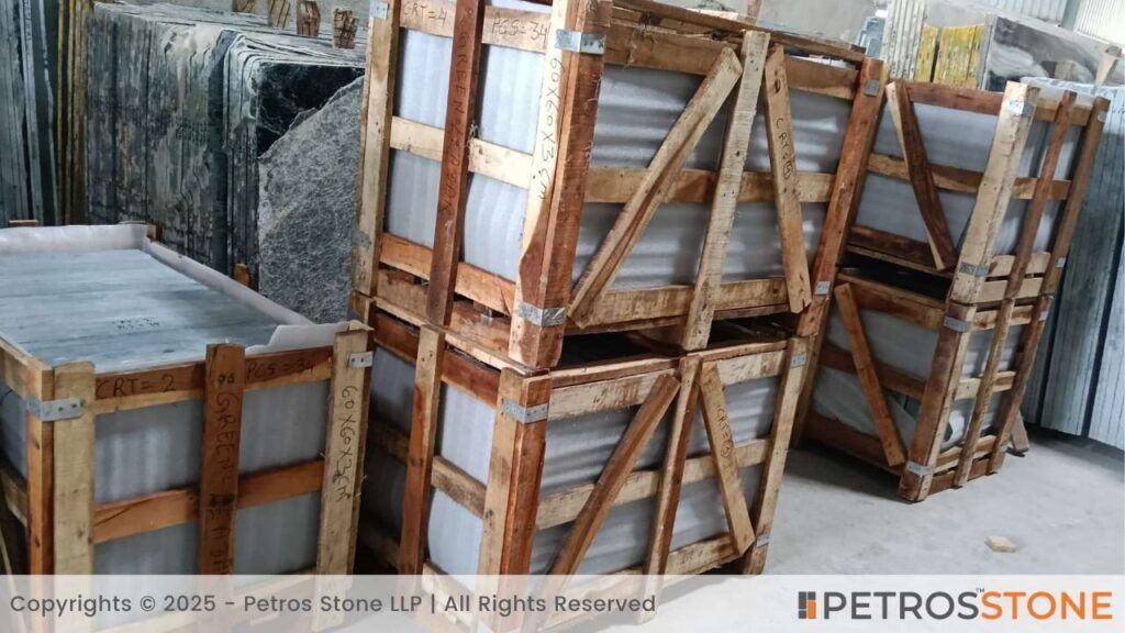 Green Marble Tiles Packed in Wooden Box
