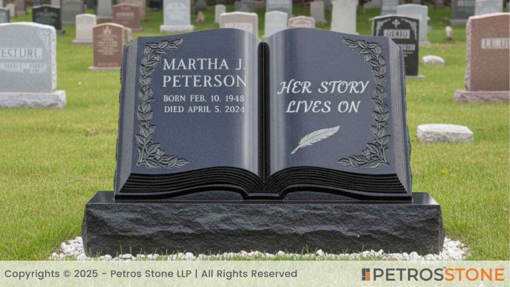 Book-Shaped Monument - Absolute Black Granite