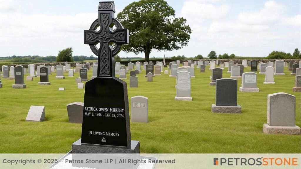 Celtic Cross Headstone - Absolute Black Granite