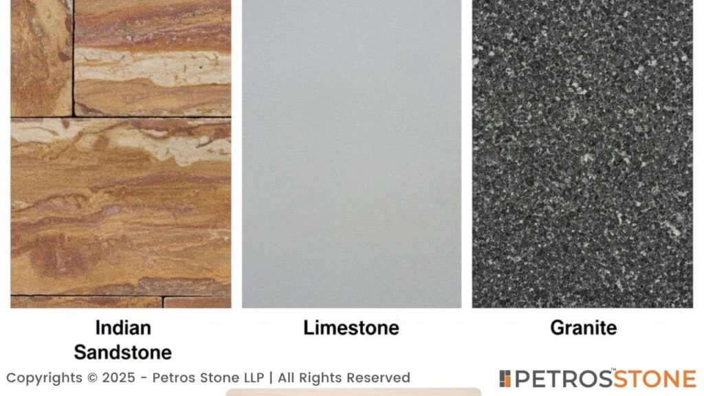 Comparison, Sandstone, Limestone, Granite