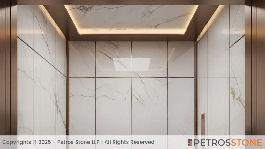 Elevator Interiors_ Light panel stone will remove weight but will not cut durability