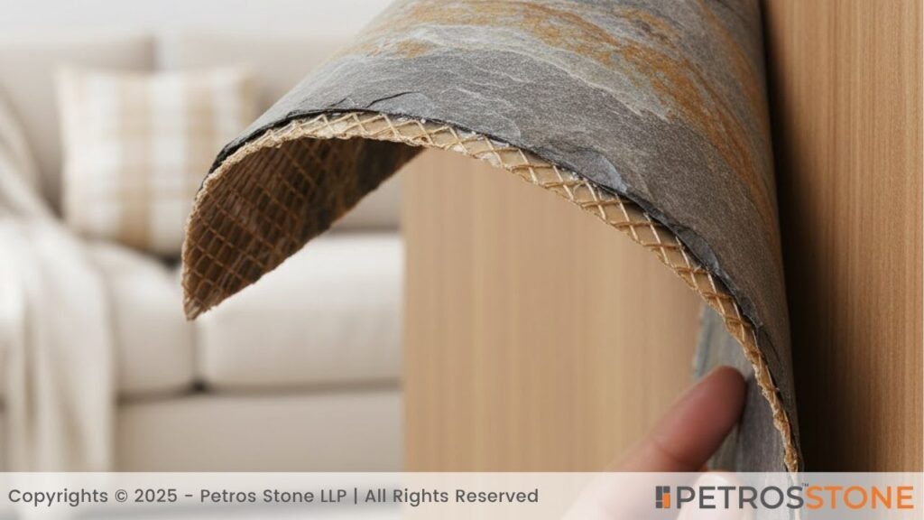 Flexible Stone Veneer (0.5–2 mm thick, real stone layer bonded to resin and fiberglass, used for interior décor)