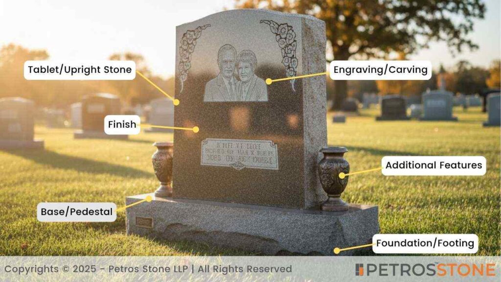Key Features and Components - Upright Headstone