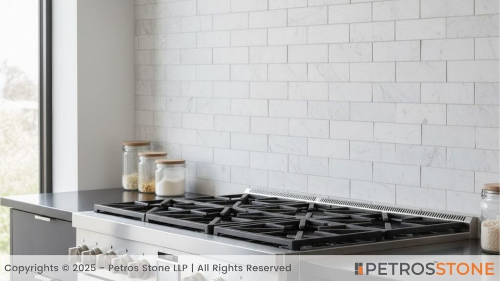 Kitchen Backsplashes (The easiest to cut and install, into the wall; it gives style and is not as thick as slabs.)