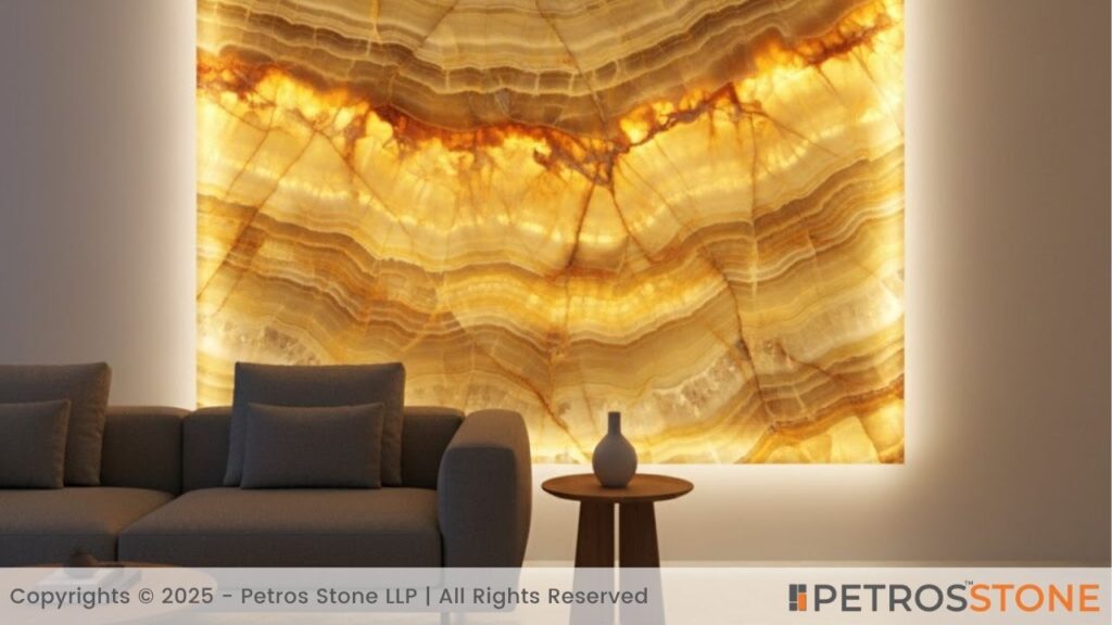 Lighting Features (Backlit decorative panels are made of thin translucent stones, such as onyx.)