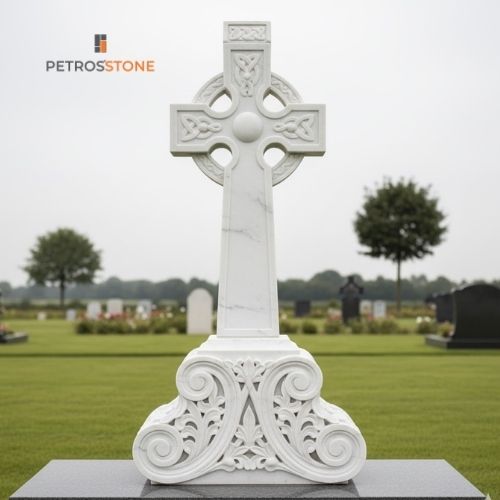 Marble Celtic Cross with Scroll Base