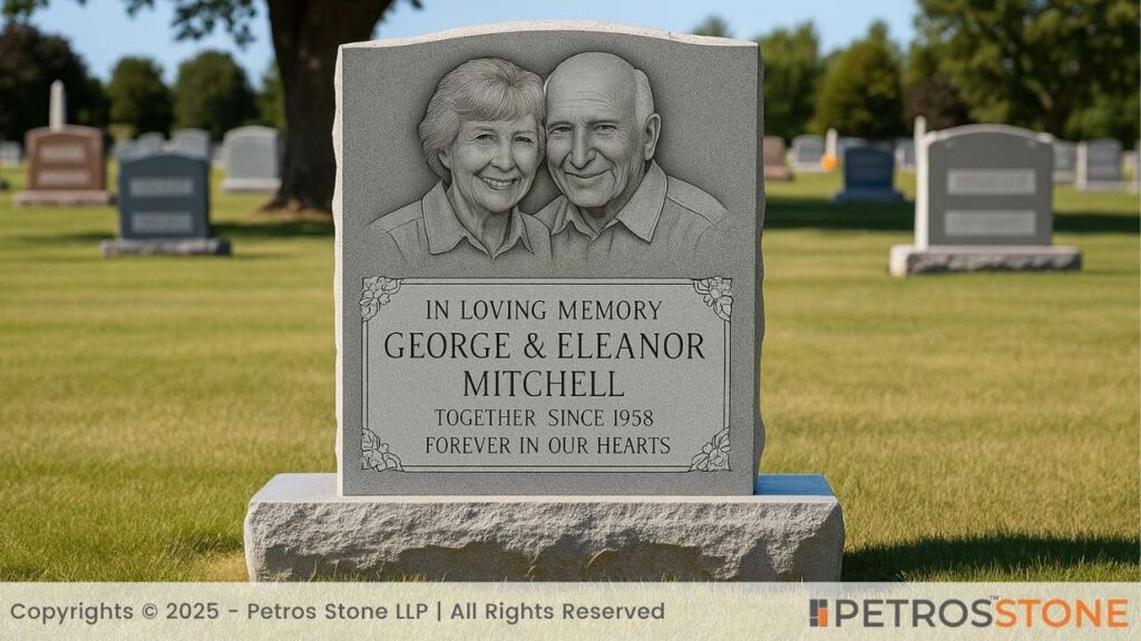 Photo-engraved Upright Headstone
